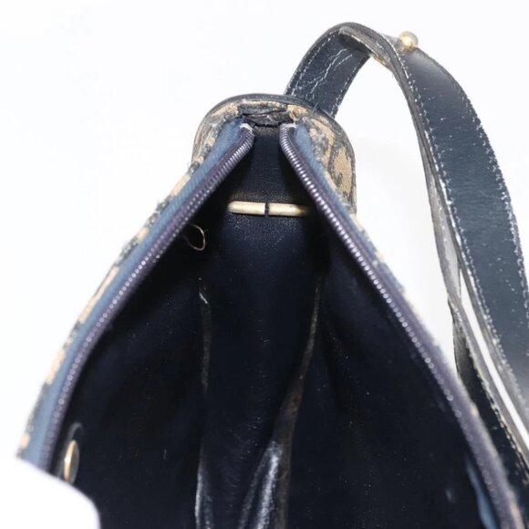 Christian Dior Trotter Canvas Shoulder Bag Navy Gold Auth BA7310 - Picture 12 of 16